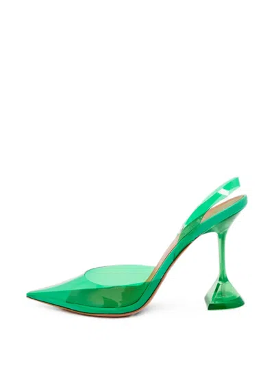 Pre-owned Amina Muaddi Holli Glass Pointed-toe Pumps In Green