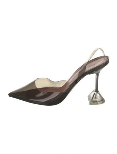 Pre-owned Amina Muaddi Holli Glass Pvc Mules In Gray