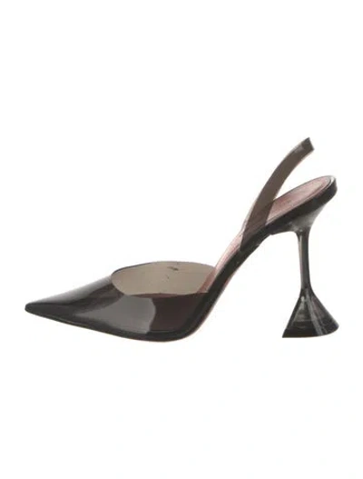 Pre-owned Amina Muaddi Holli Glass Pvc Slingback Pumps In Gray