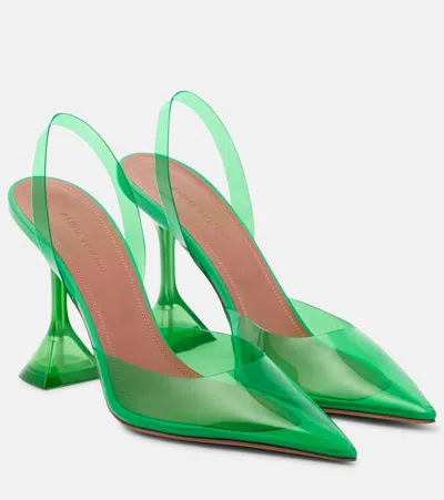 Amina Muaddi Holli Glass Pvc Slingback Pumps In Green