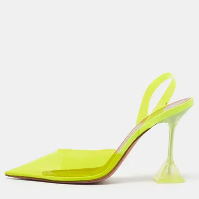 Pre-owned Amina Muaddi Holli Glass Size 39 Yellow Pvc Pumps