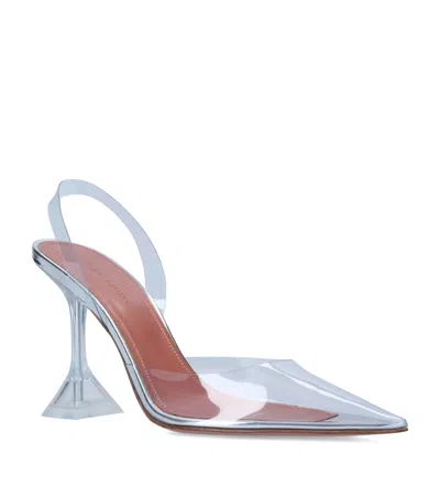 Amina Muaddi Holli Glass Slingback Pumps 95 In Metallic