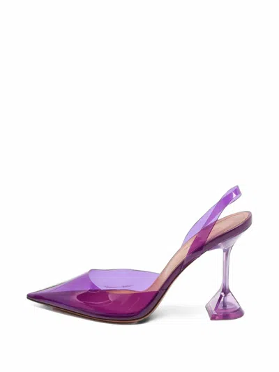 Pre-owned Amina Muaddi Holli Glass Slingback Pumps In Purple