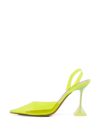 Pre-owned Amina Muaddi Holli Glass Slingback Pumps In Yellow