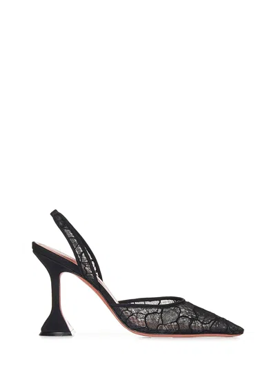Amina Muaddi Holli Lace Slingback Pumps In Black