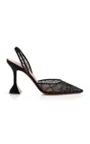 Amina Muaddi Holli Lace Slingback Pumps In Black