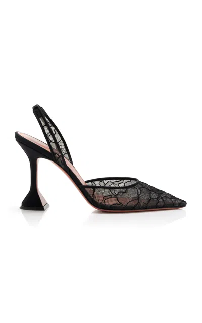 Amina Muaddi Holli Lace Slingback Pumps In Black