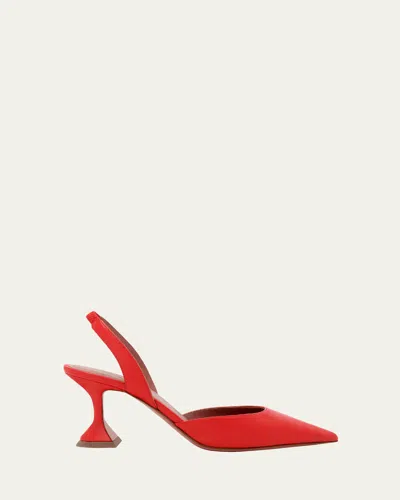 Amina Muaddi Holli Leather Slingback Pumps In Red
