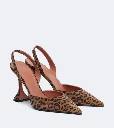 Amina Muaddi Holli Leopard-print Suede Slingback Pumps In Animal Print