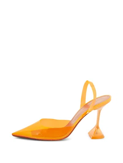 Pre-owned Amina Muaddi Holli Martini-heel Slingback Pumps In Orange