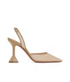 Amina Muaddi Beige Holli Mesh Sling 95 Heels In Beige