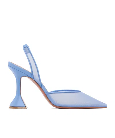Amina Muaddi Holli Mesh Sling 95 Pointed-toe High-heeled Sandals In Blue