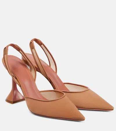 Amina Muaddi Slingback-pumps Holli Aus Mesh In Beige