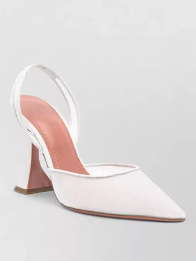 Amina Muaddi Holli Mesh Slingback Pumps High Heel In White