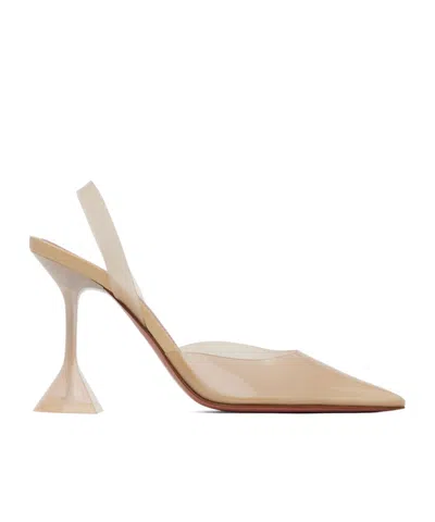 Amina Muaddi Beige Holli Glass Sling Heels In Vanilla