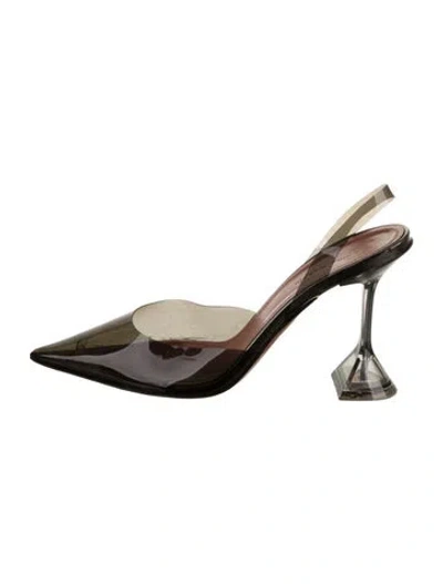 Pre-owned Amina Muaddi Holli Pvc Slingback Pumps In Black