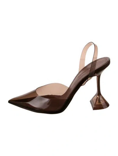 Pre-owned Amina Muaddi Holli Pvc Slingback Pumps In Brown