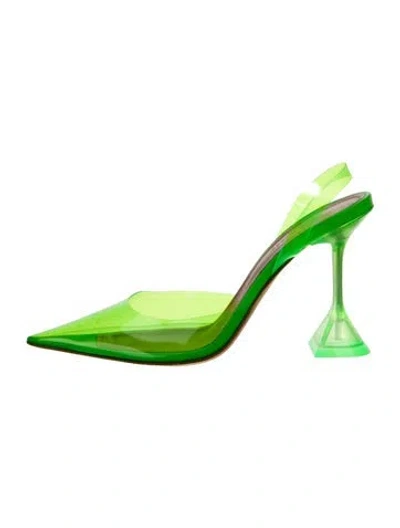 Pre-owned Amina Muaddi Holli Pvc Slingback Pumps In Green