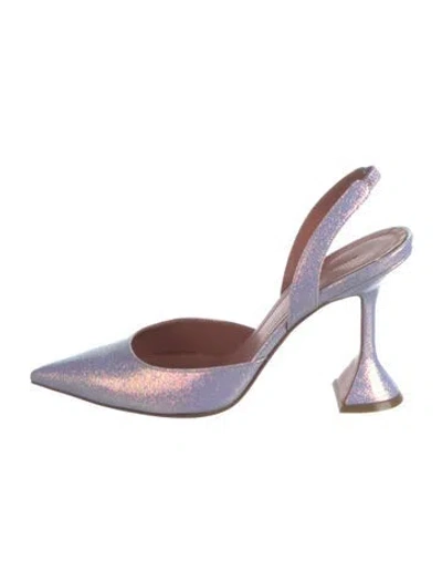 Pre-owned Amina Muaddi Holli Sling Patent Leather Slingback Pumps