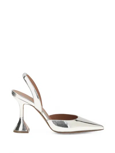 Amina Muaddi Holli Slingback Pumps 9.5cm Patent Leather Heels In Black