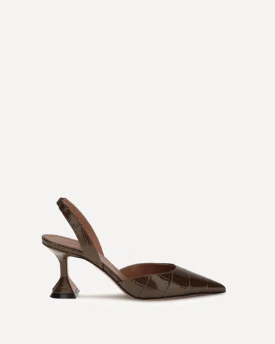 Amina Muaddi Holli Slingback Heeled Pumps In Brown