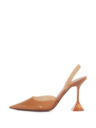 Pre-owned Amina Muaddi Holli Slingback Pumps In Neutrals