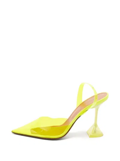 Pre-owned Amina Muaddi Holli Slingback Pumps In Yellow