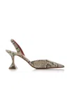 Amina Muaddi Holli Snake-effect Leather Slingback Pumps In Animal