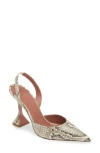 Amina Muaddi Holli Snakeskin Embossed Slingback Pump In Print Snake Shiny Natural