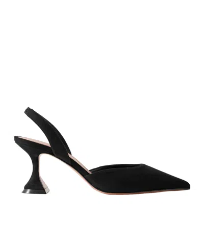 Amina Muaddi Holli Suede Slingback Pumps In Black