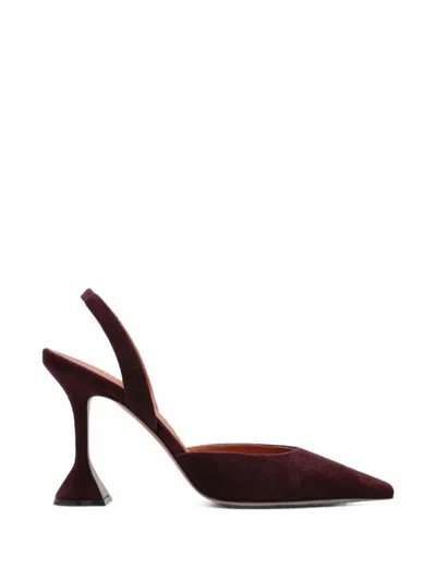 Amina Muaddi Holli Suede Slingback Pumps In Black