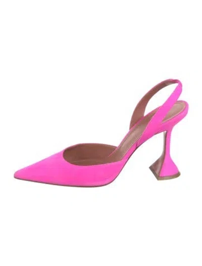 Pre-owned Amina Muaddi Holli Suede Slingback Pumps In Pink