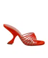 Amina Muaddi Mookie Suede Pvc Comma-heel Mules In Red