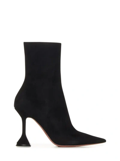 Amina Muaddi Georgia 95mm Suede Ankle Booties In Black