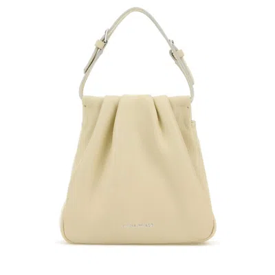 Amina Muaddi Iovry Nappa Leather Vittoria Crystal Handbag In Neutral