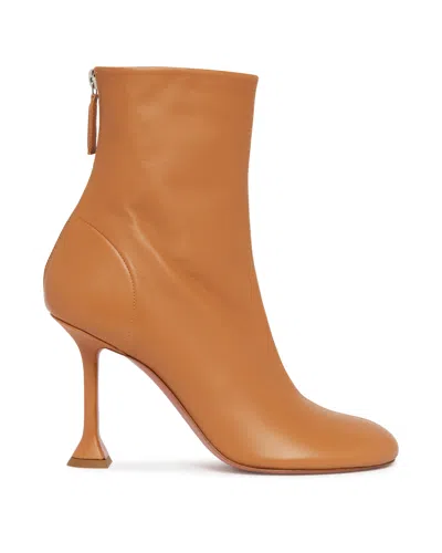 Amina Muaddi Iris 95 Beige Ankle Boots In Multi