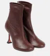 Amina Muaddi Iris 95 Leather Ankle Boots In Coffee