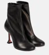 Amina Muaddi Iris 95 Leather Ankle Boots In Schwarz