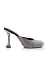 Amina Muaddi Embellished Satin Iris Mules In Black