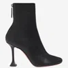 Amina Muaddi Iris Leather Ankle Boots In Black