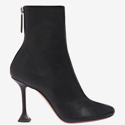 Amina Muaddi Iris Leather Ankle Boots In Black