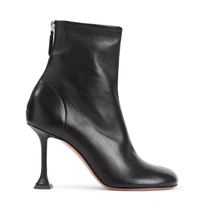 Amina Muaddi Iris Nappa Mini Bootie With Heel In Black