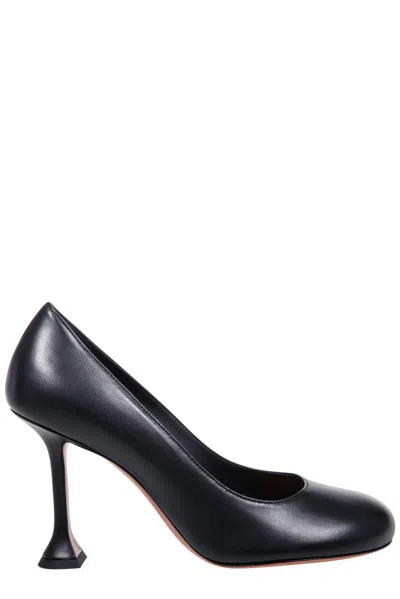 Amina Muaddi Iris Round Toe Pumps In Black