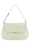 Amina Muaddi Women Black Leather Ami Shoulder Bag In White