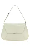 Amina Muaddi Women Black Leather Ami Shoulder Bag In Almsil