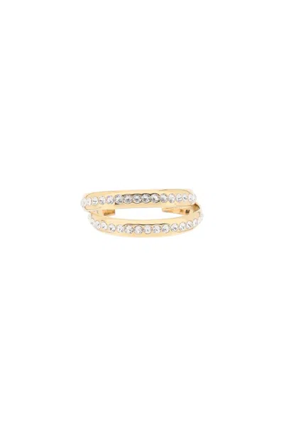 Amina Muaddi Jahleel Bangle Gold White Crystal Bracelet In Multicolor