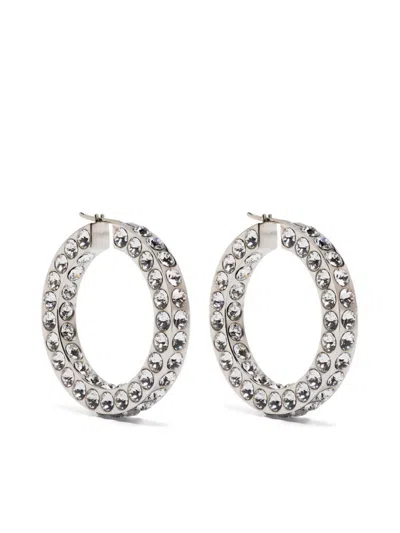 Amina Muaddi Jahleel Crystal-embellished Earrings In Silver