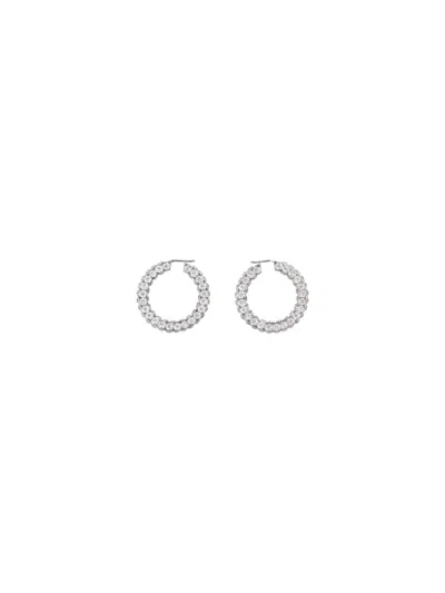 Amina Muaddi Jahleel Hoop" Earrings - Silver