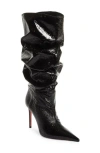 Amina Muaddi Woman Boot Black Size 6 Synthetisches Material In Crackle Black