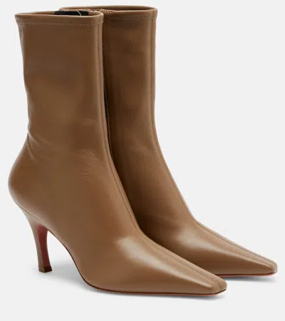 Amina Muaddi Jamie Leather Ankle Boots In Brown